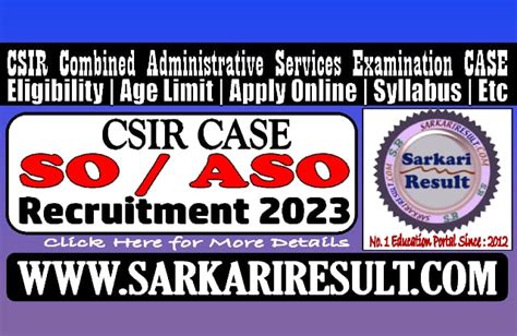 CSIR CASE Section Officer SO ASO Merit List 2024