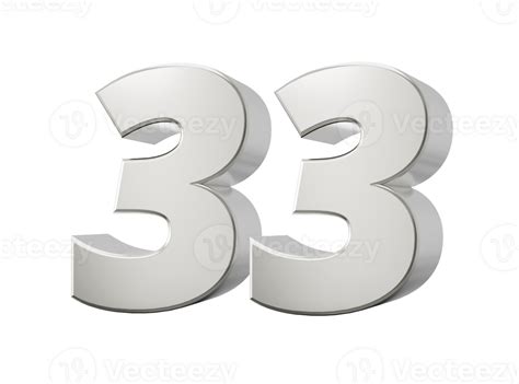 Silver 3d Numbers 33 Thirty Three 3d Illustration 38598452 Png