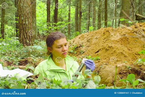 The Woman Ecologist Is Cleaning The Tool Stock Image Image Of