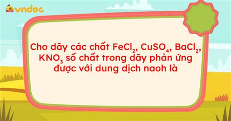 Cho dãy các chất FeCl2 CuSO4 BaCl2 KNO3 số chất trong dãy phản ứng