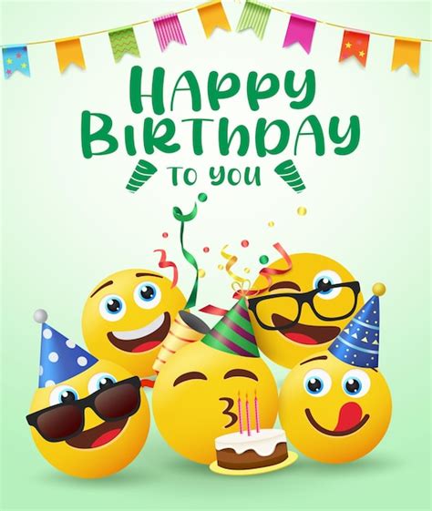 Premium Vector | Birthday emoji vector design Happy birthday to you ...