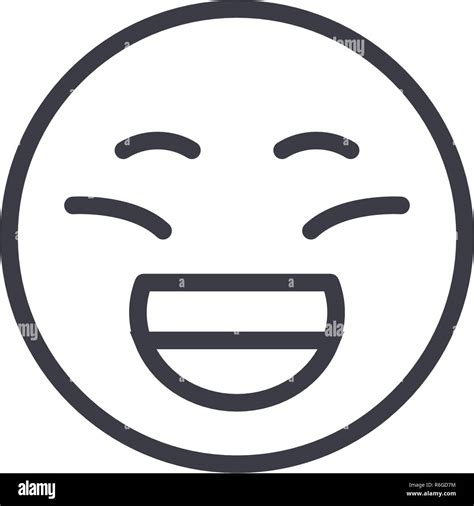 Lachend Emoji Concept Line Editable Vector Konzept Symbol Lachend