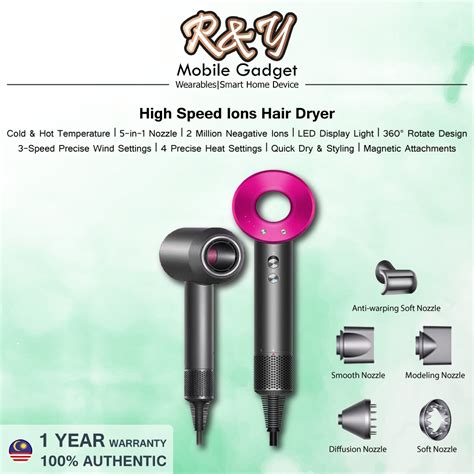 High Speed Million Negative Ions Hair Dryer Powerful Digital Motor Quick Dry Hot Cold