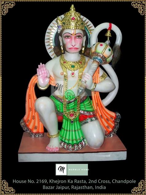 Golden Gold Plated Hanuman Ji Marble Statue For Worship Size