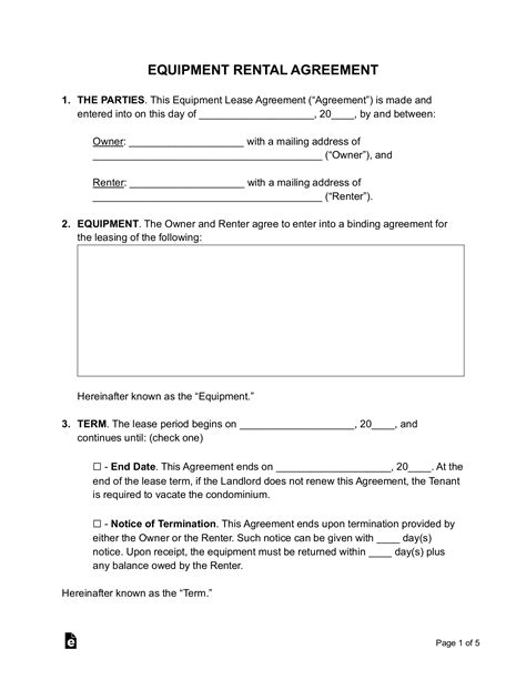 44 Simple Equipment Lease Agreement Templates Word PDF Worksheets