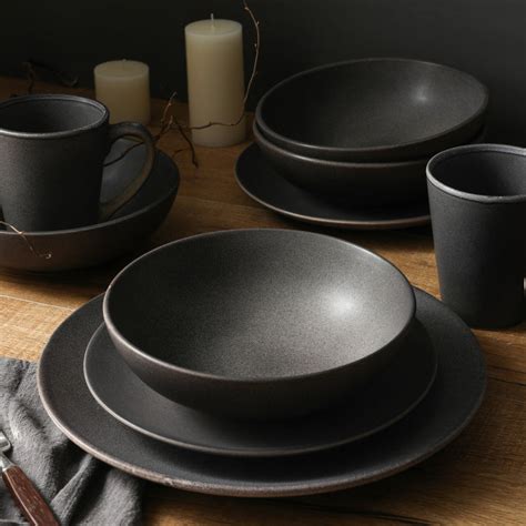 Stone + Lain Griffin Stoneware Grey Dinnerware Set | 32-Piece ...