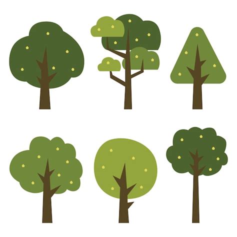 Premium Vector Grass And Tree Set Vector Illustration