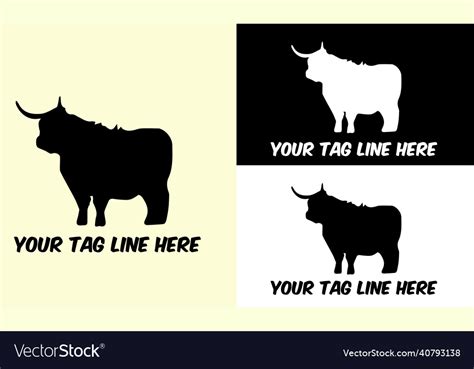 Logo template of bull black and white Royalty Free Vector