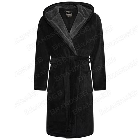 Mens Dressing Gown Hooded Fleece Long Bath Robe Super Plush Soft Cosy Ebay