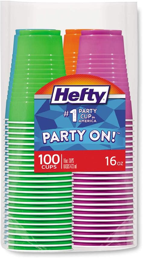 Hefty Party On Disposable Plastic Cups Assorted 16 Ounce