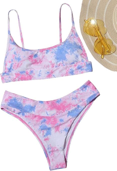 Amazon Verdusa Women S Peices Bathing Suit Smocked Wireless Bikini Bandeau Top Thong