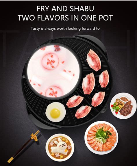 Korean BBQ 2 In 1 Electric Grill With Hot Pot China BBQ With Hot Pot And Electric Barbecue