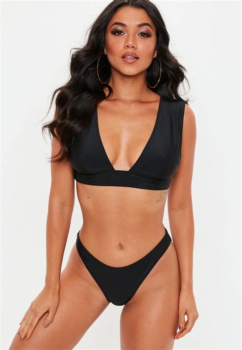 Black Mix And Match Super Plunge Bikini Top Missguided Bikinis