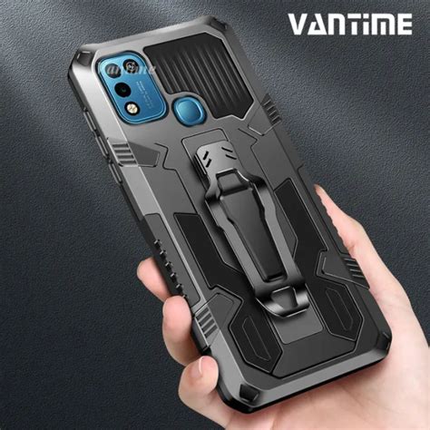 Vantime For Infinix Hot Play Belt Clip Case Stand Shockproof Armor Heavy Duty Full Body
