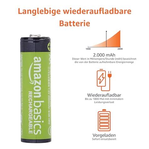 Amazonbasics Vorgeladene Ni Mh Aa Akkus Akkubatterien Zyklen