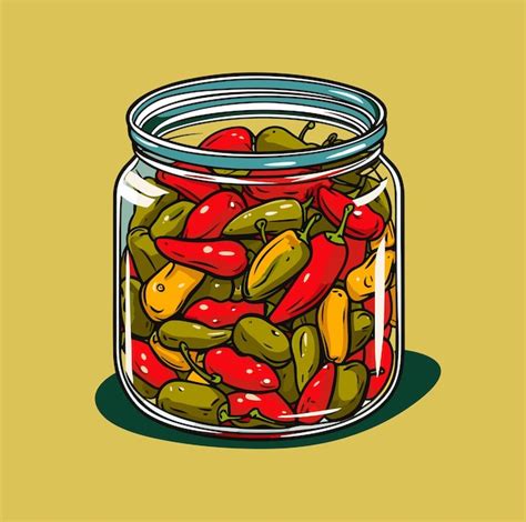 Premium Vector Glass Jar Preserved Vegetables Can Of Pickled Pepper Cartoon Canned Food