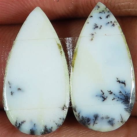 Nat Rlich Dendrite Opal Paar Birne Cabochon Edelsteine X X Mm