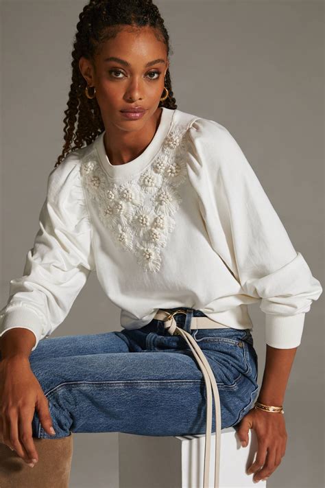 By Anthropologie Embroidered Sweatshirt | Embroidered sweatshirts