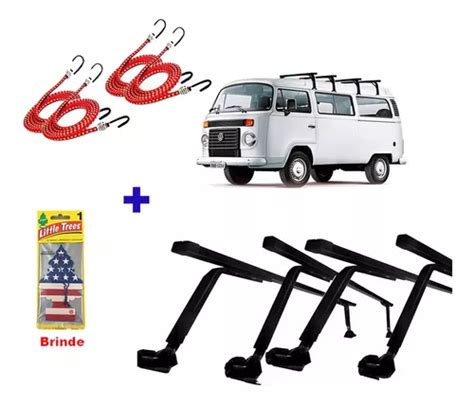 Kit 4 Racks Teto Bagageiro Kombi C Calha 4 Elásticos 928