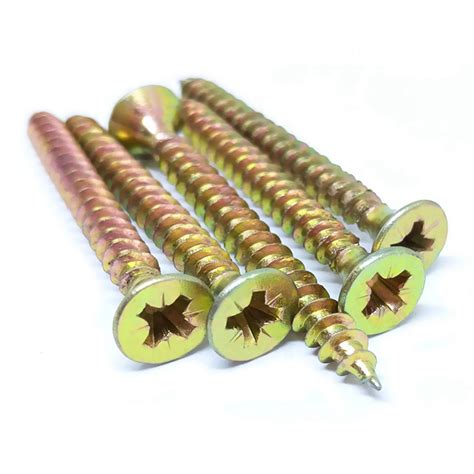 Yellow Zinc Coating Countersunk Head Pozi Drive Chipboard Screws China Chipboard Screw And