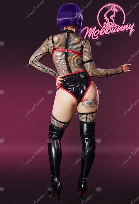 Halloween Ninja Sexy Lingerie Set Black Cutout Zipper Bodysuit With Long Sleeve Mesh Top And