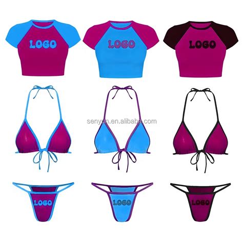 Bikini Custom Logo Fitness Sexy Swimsuit Piece Set Micro Mini T Shirt Luxury Swimwear