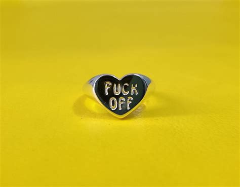 Sweetheart Ring In Sterling Silver Stackble Heart Ring Fuck Off Ring Silver Ring Gift For