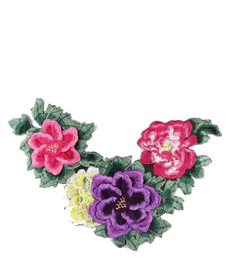 Three Peony Embroidered Applique Patch Floral Patch Applique Clothing