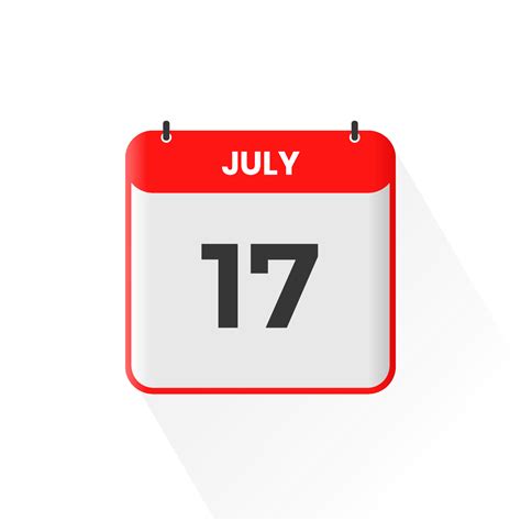 17th July calendar icon. July 17 calendar Date Month icon vector ...