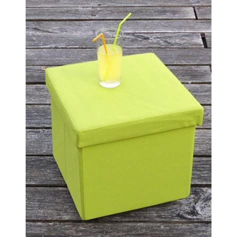 Pouf Coffre De Rangement Pliable Santiago 35x35 Cm Vert Achat Vente