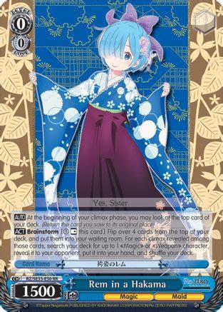 Rem In A Hakama Parallel Foil Re Zero The Frozen Bond Weiss Schwarz