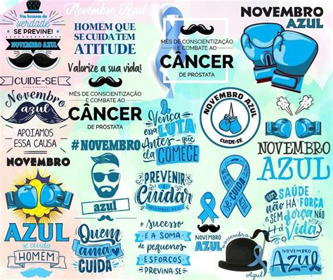 Criativas Frases Novembro Azul - Kit Arquivo Lettering Frases Novembro Azul Homens Png - Ello Criativo