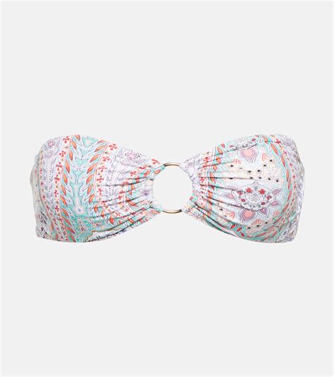 Tortola Paisley Print Bandeau Bikini Top In Multicoloured Melissa