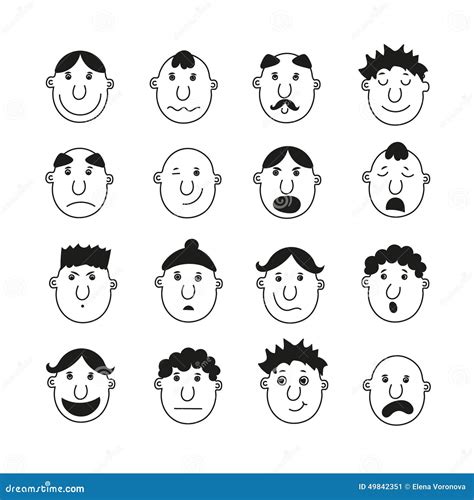 A Set Of Human Faces With Emotions Stock Vector - Image: 49842351