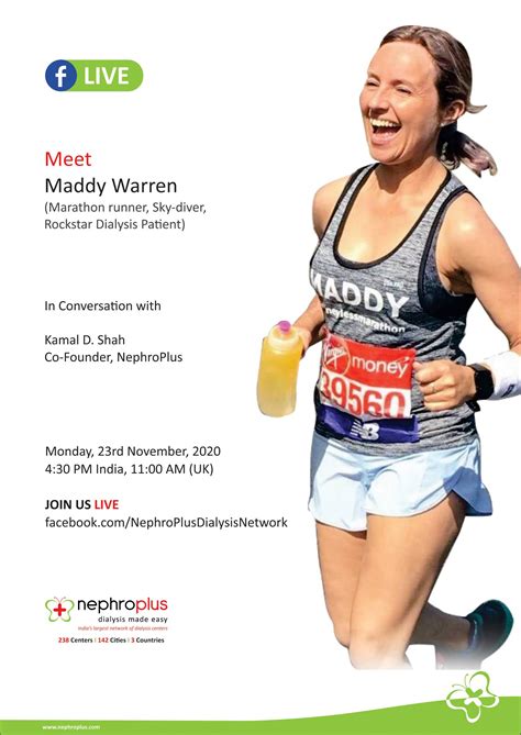 Im Interviewing Maddy Warren 22 Years On Dialysis And Marathon Runner