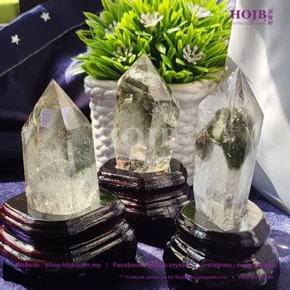 Hojb Brazilian Green Phantom Quartz Feng Shui Crystal Point Mm