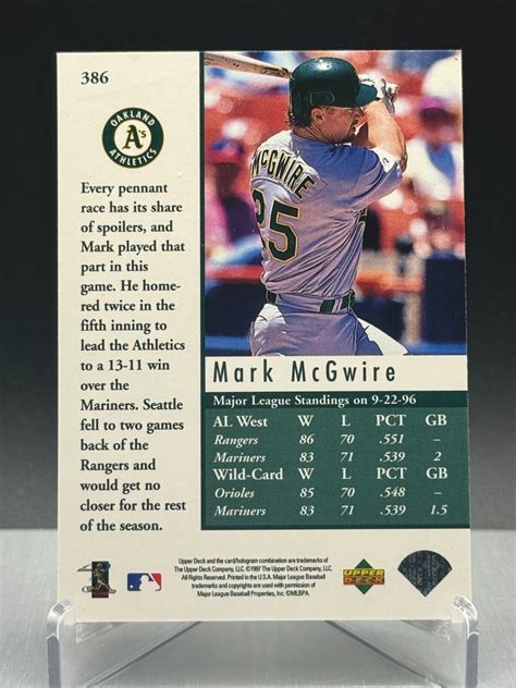 Mark Mcgwire Capture The Flag Oakland Athletics 1997 Upper Deck