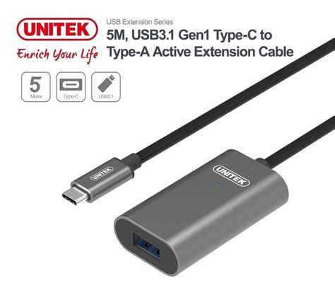 Unitek U304A USB3 1 USB C Male To USB A Female Active Extension Cable