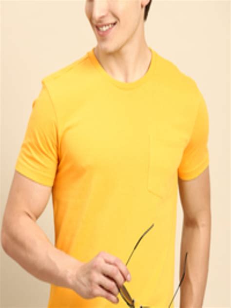 Buy United Colors Of Benetton Men Yellow Solid T Shirt Tshirts For