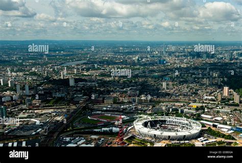 An Aerial View Of The Olympic Stadium In Stratford Hi Res Stock