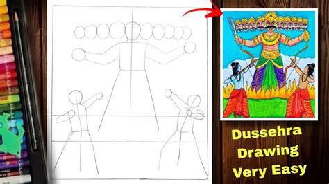 Dussehra Drawing Easy How To Draw Ravan Easy Vijaya Dashami Drawing