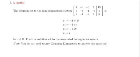 Solved The Solution Set To The Non Homogenous System