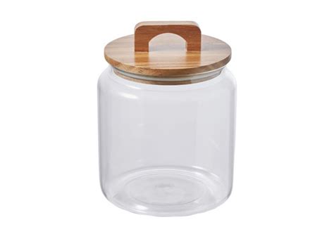 Davis And Waddell Glass Jar With Acacia Lid Clear 15x15x19cm 2100ml Se Waite And Son