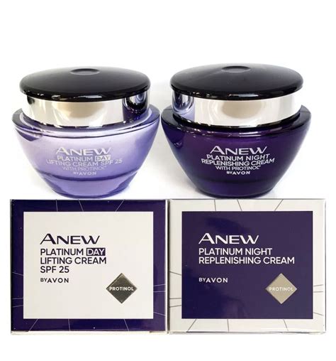 Avon Anew Platinum Day Cream SPF25 Anew Platinum Night Cream Set 2 X