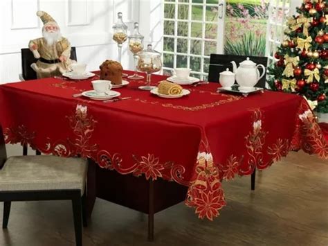 Toalha De Mesa Natal Bordado Richelieu Quadrada 8 Lugar Frete grátis