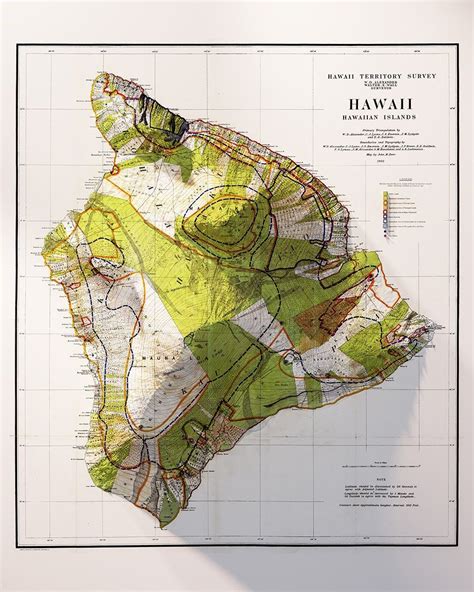 Hawaii Island Of Hawaii Topography Etsy Map Of Hawaii Topography