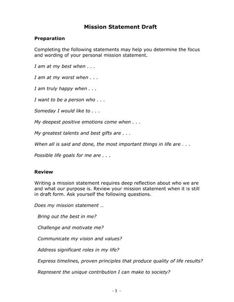 Free Printable Mission Statement Templates Word Pdf Generator