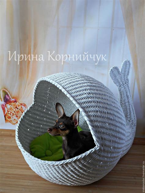 Купить Плетеный домик, лежанка для животных "Белый кит". - белый, кит ...
