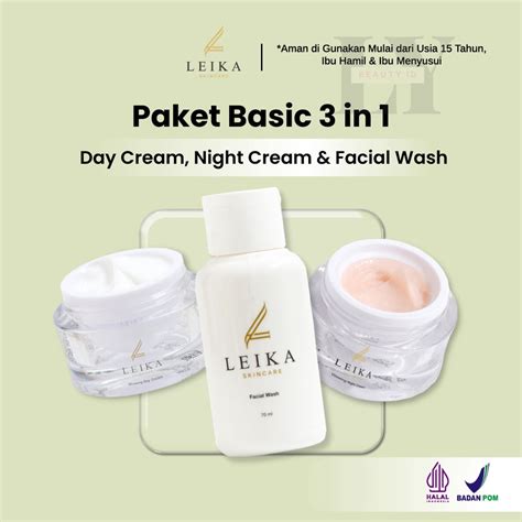 Jual Leika Skincare Basic In Glowing Night Cream Glowing Day Cream