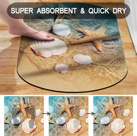 Beach Seashell Bathroom Rugs Non Slip Washable Super Absorbent Bath Mat